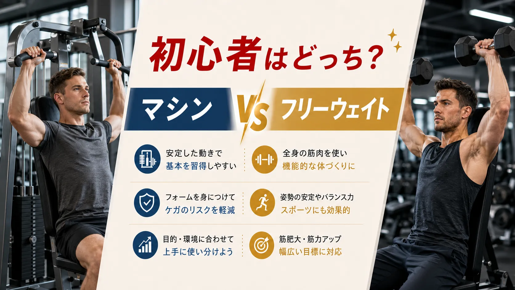 初心者はどっち？マシンvsフリーウェイト